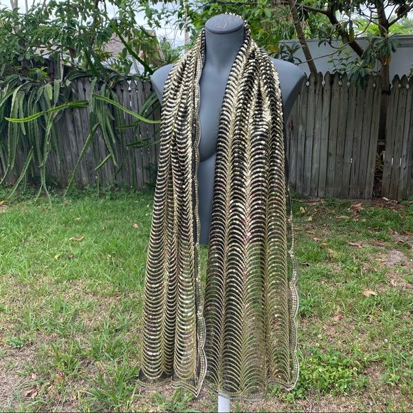Cejon Sequin Tulle Evening Wrap Scarf 